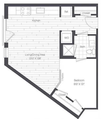 Floor plan 1 Bed/1 Bath-1A