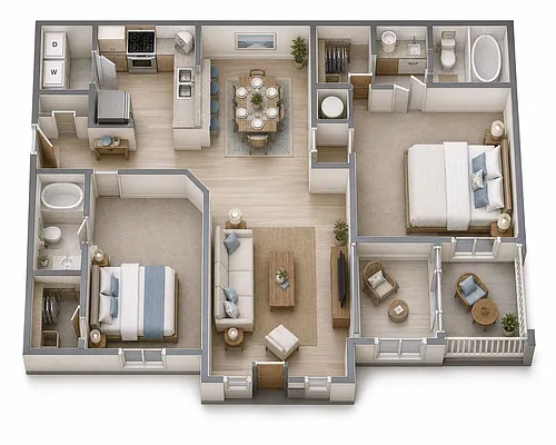 Floor plan 2 Bedroom | 2 Bath