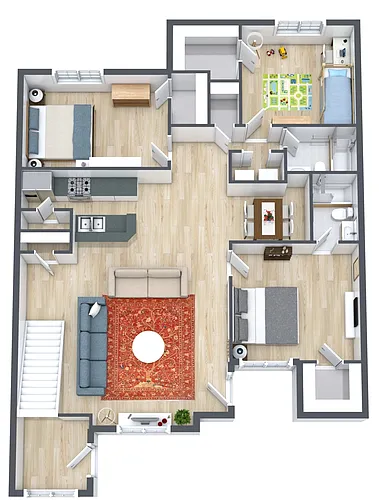 Floor plan Three Bedroom Two Bath