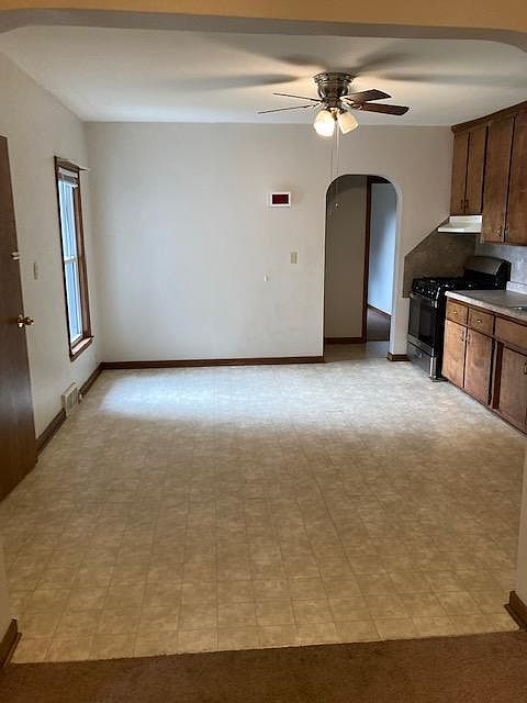 view from living room to the kitchen