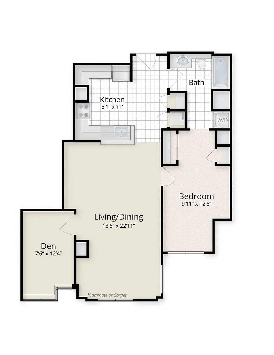 Floor plan One Bedroom Den