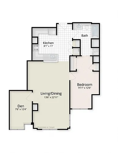 Floor plan One Bedroom Den