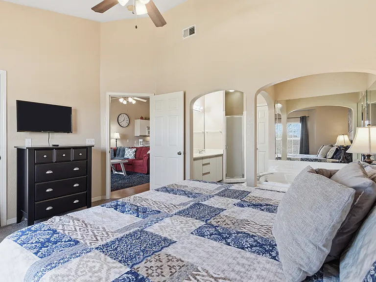 Fully furnished master bedroom with King sized bed