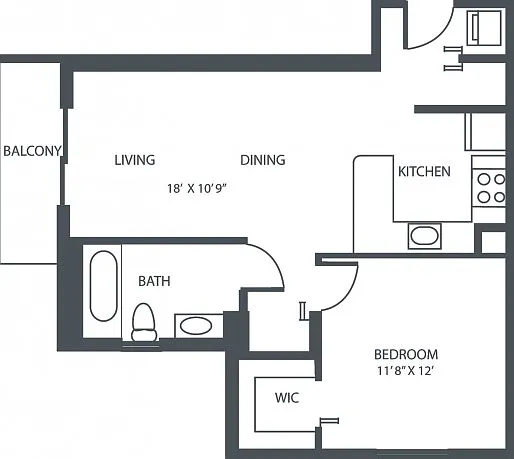 Model W | 1 Bedroom, 1 Bath Model W | 1 Bedroom, 1 Bath