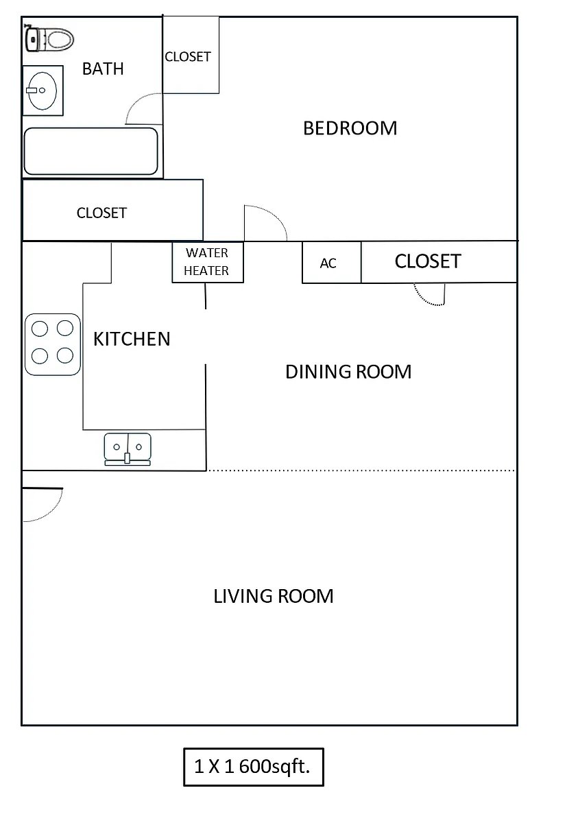 Floor plan 1 Bed 1 Bath