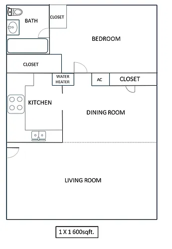 Floor plan 1 Bed 1 Bath