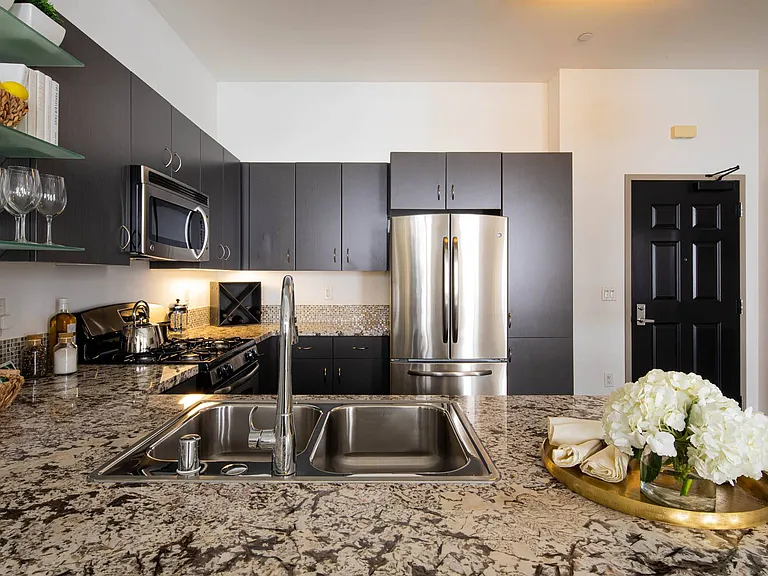 Studio kitchen at 1600 Vine in Hollywood, CA.