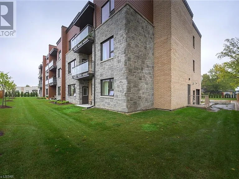 Back of condo unit. First Floor. Corner Unit.