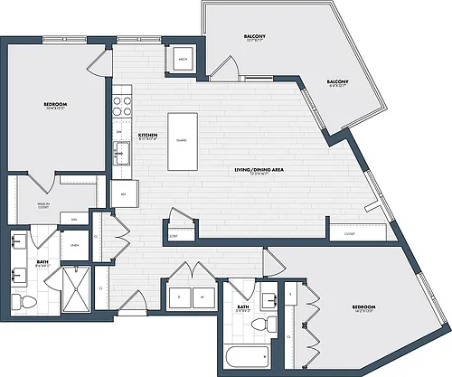 Floor plan 2 Bed/2 Bath BD3