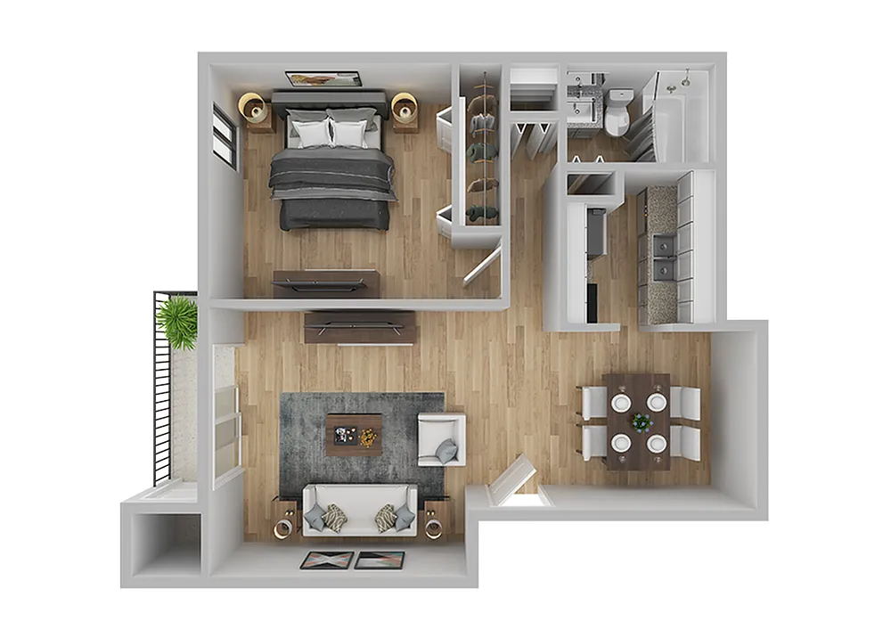 Floor plan 1 Bedroom / 1 Bathroom