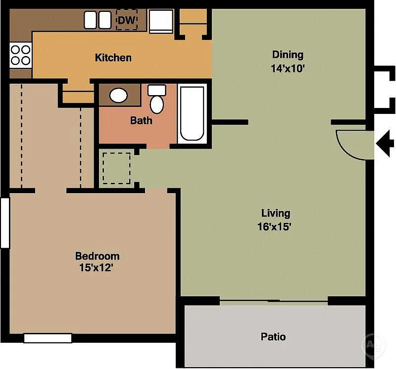 Floor plan Large 1 Bed - 1 Bath