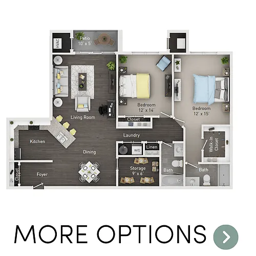 Floor plan 2 Bedroom, 2 Bathroom