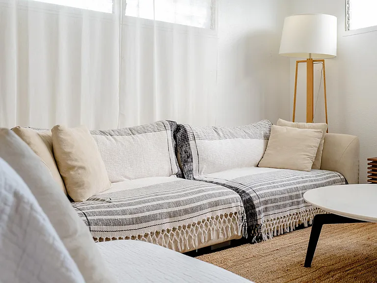 Gather around your cozy living room equipped with high powered air conditioning.
