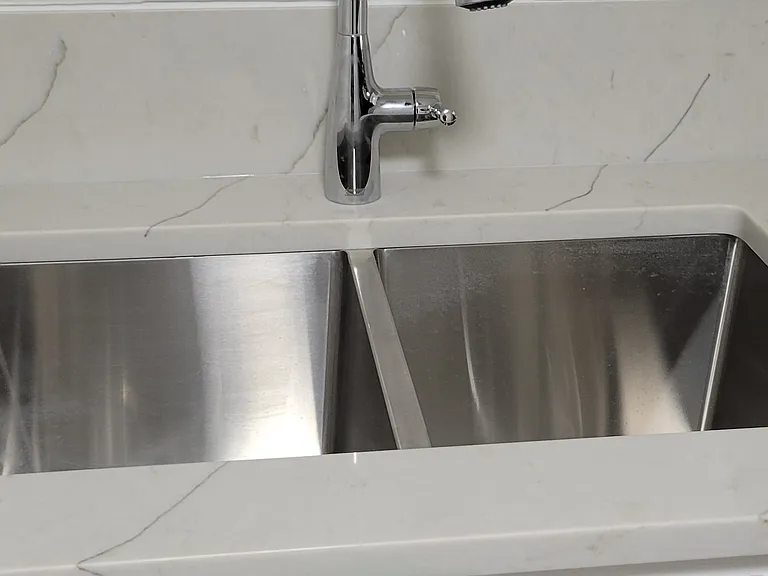 new kitchen double bowl sink with pull down faucet