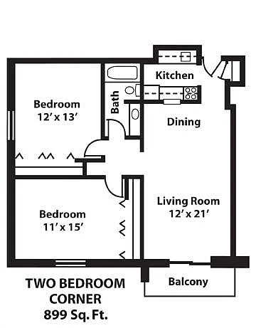 Floor plan 2 Bedroom Corner