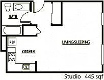 Floor plan Studio - 60% AMI