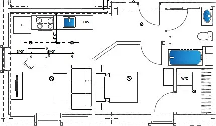 Floor plan One Bedroom 11B-11F