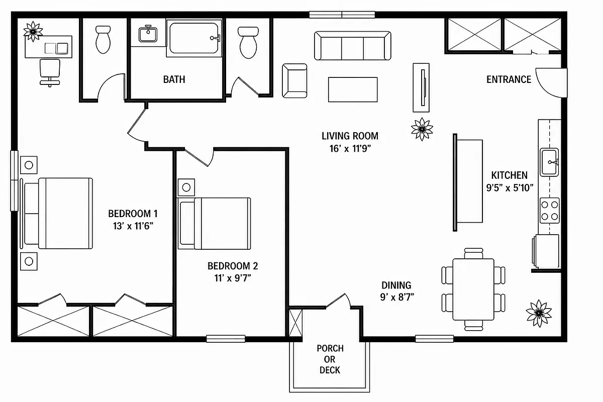 Floor plan 2 Bed