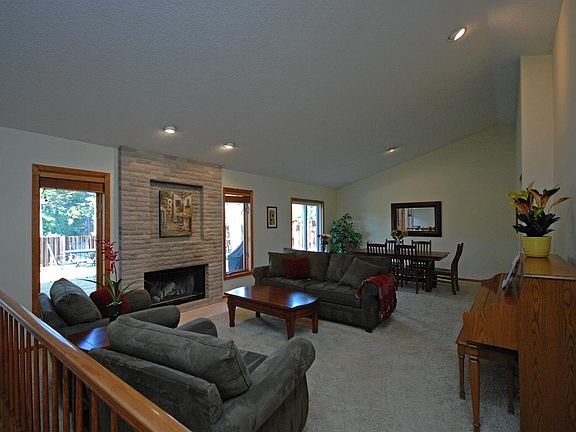 Vaulted ceiling living and dining room