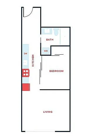 Floor plan Open 1 Bed, 1 Bath - Apt F (Income Qualified)