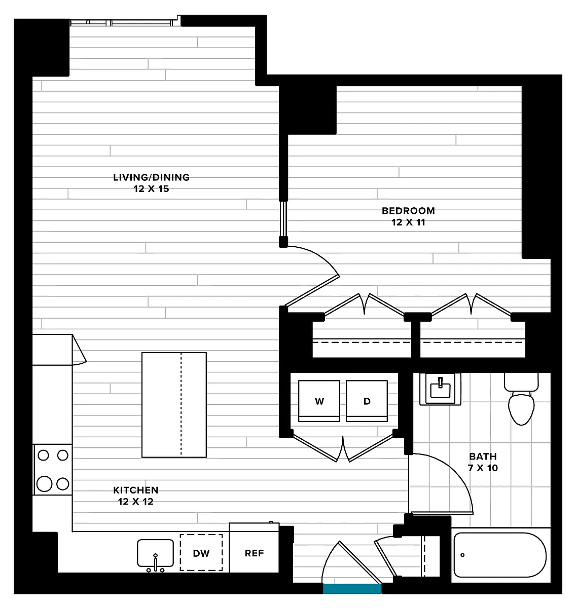 Floor plan 1 Bed/1 Bath-1P