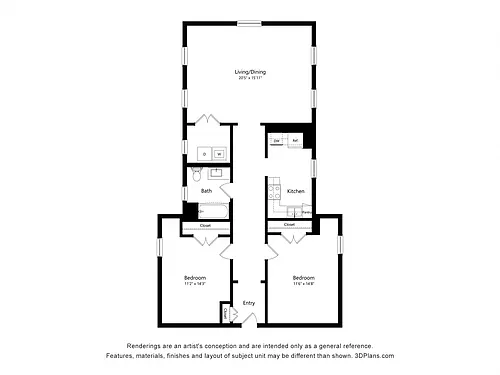 Floor plan Two Bedroom - 2E1