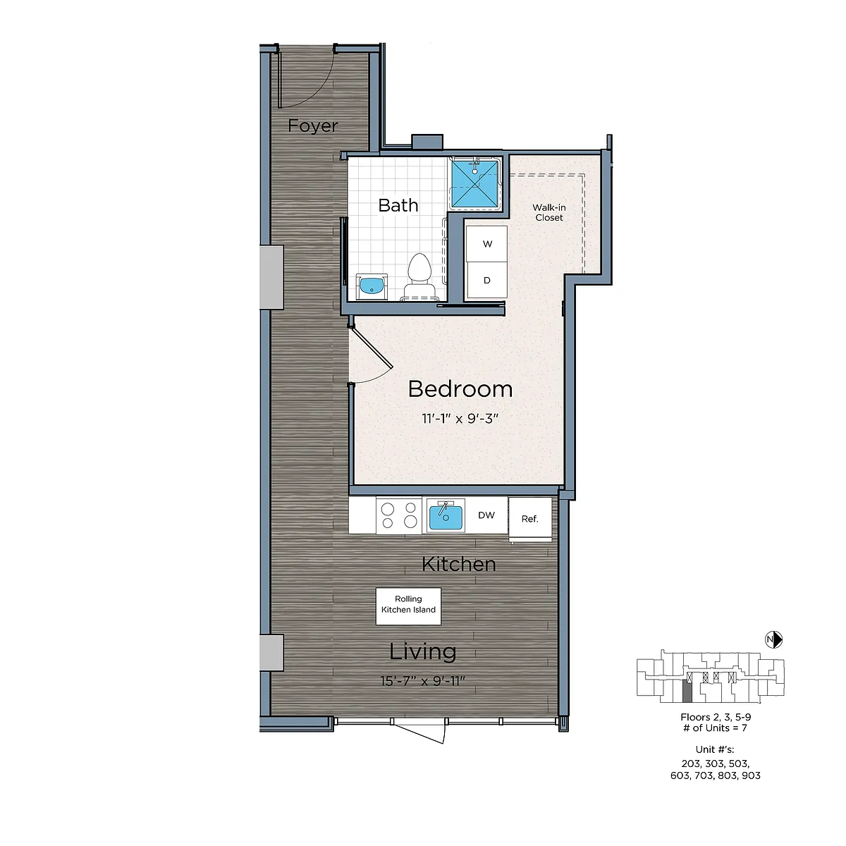 Floor plan Affordable 1 Bedroom ADU-Leo