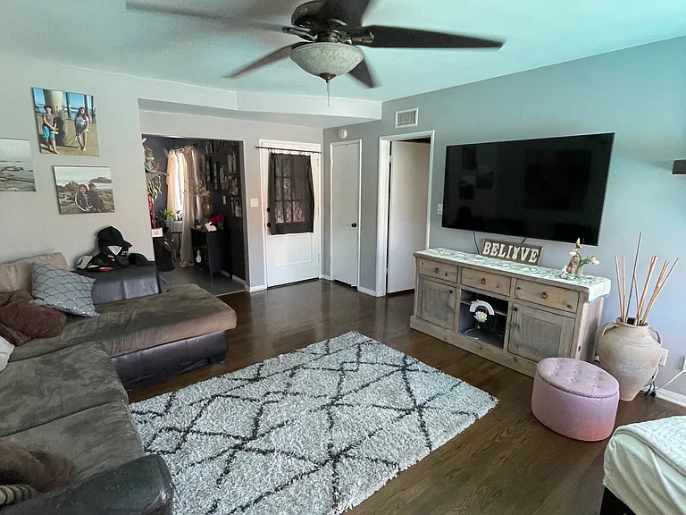Living room with hardwood floors.