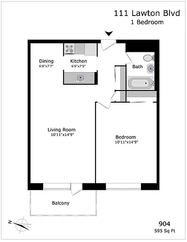 Floor plan 1 Bedroom - unit 904