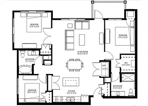 Floor plan Three Bedroom D