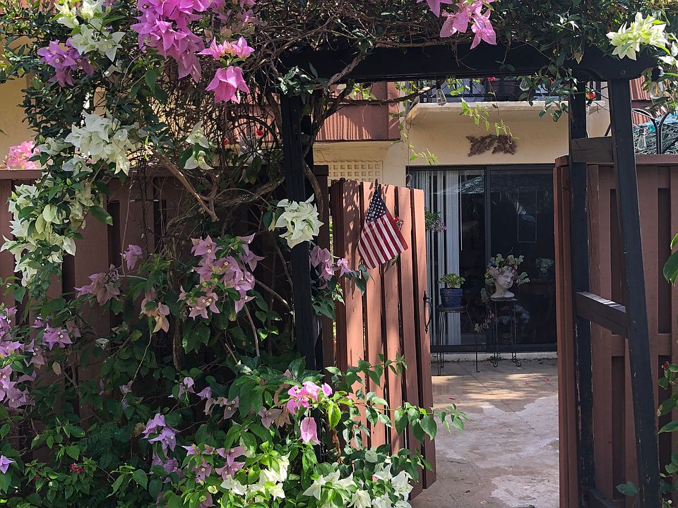 Entrance arbor with 2 bouganvillia