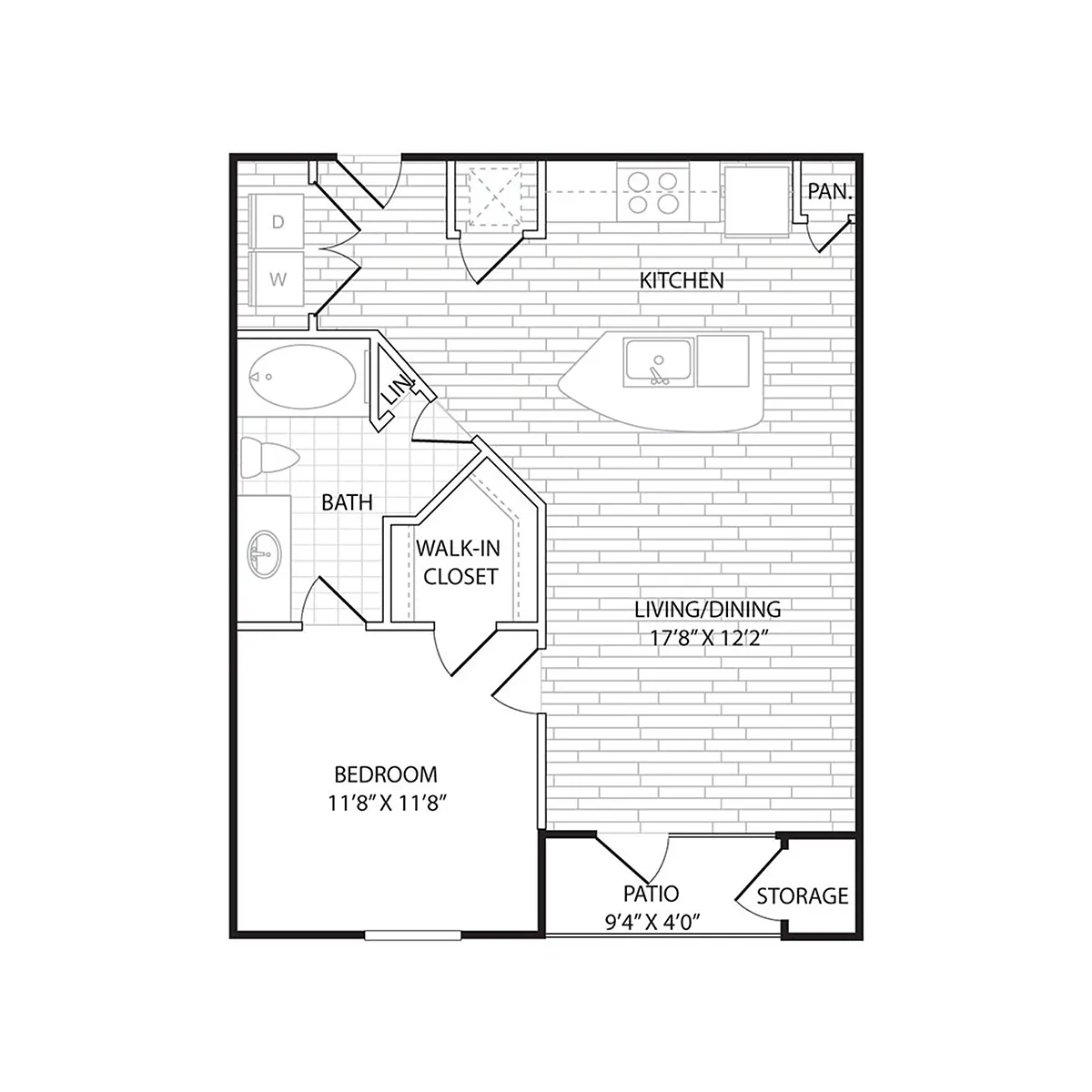 Floor plan A3HC - One Bedroom