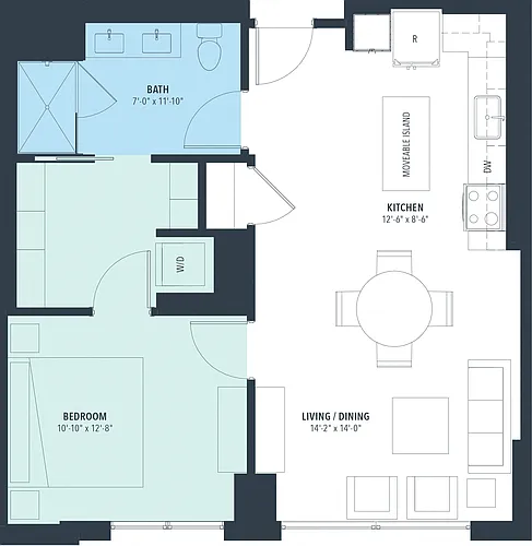 Floor plan 1 Bed/1 Bath-a10p