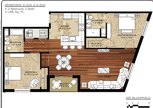 Floor plan 2 Bed / 2 Bath