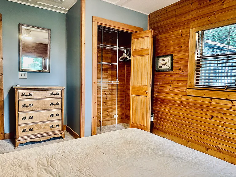 Second Bedroom, with closets open