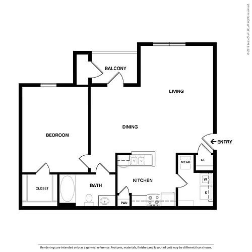 Floor plan 1 Bed/1 Bath-A1