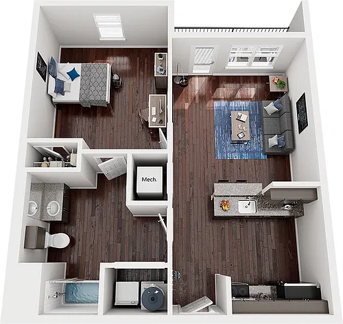 Floor plan 1 Bed x 1 Bath