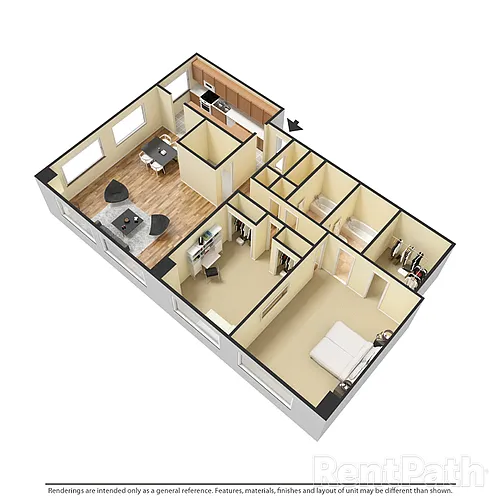 Floor plan 202 - 2 Bdrm, 2 Bath