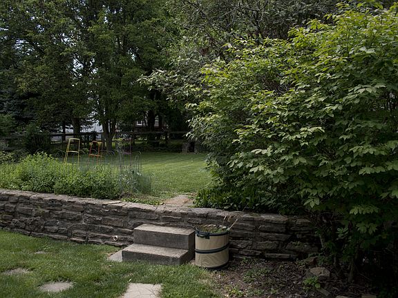 Terraced backyard fenced in
