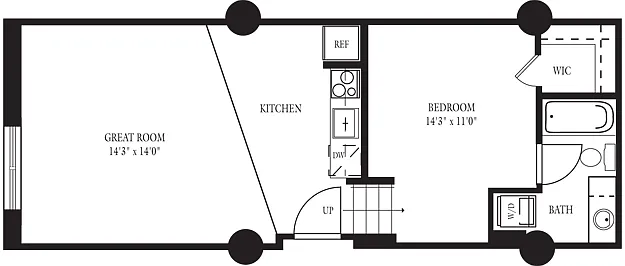 Floor plan CO-C One Bedroom, One Bathroom