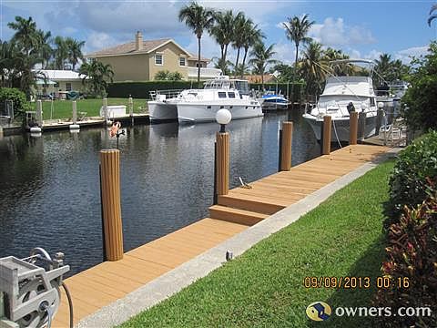 Lighted Dock with 80 foot seawall including davits pic 1