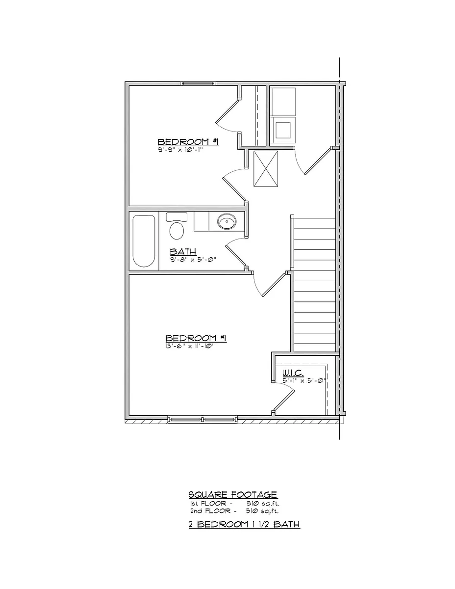 Floor plan 2B 1B TH