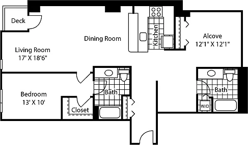 Floor plan 2 Bed 701-2301 NE