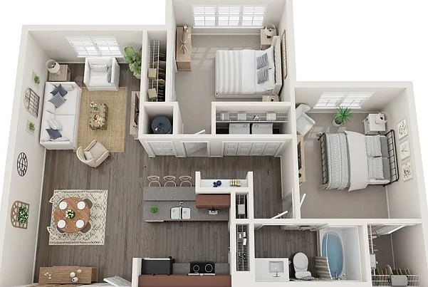 The Williams - Two Bedrooms One Bathroom 974 sqft The Williams - Two Bedrooms One Bathroom 974 sqft