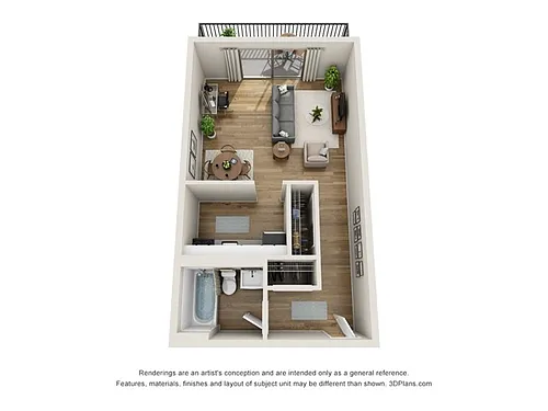 Floor plan Studio (364 SF)