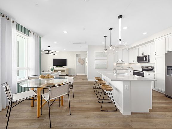 Modern kitchen with view of the gathering room