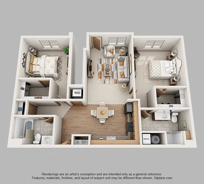 Floor plan 2-Bedroom Standard with Garage