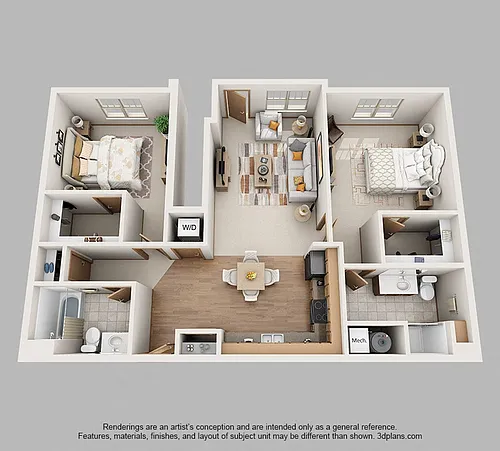 Floor plan 2-Bedroom Standard with Garage