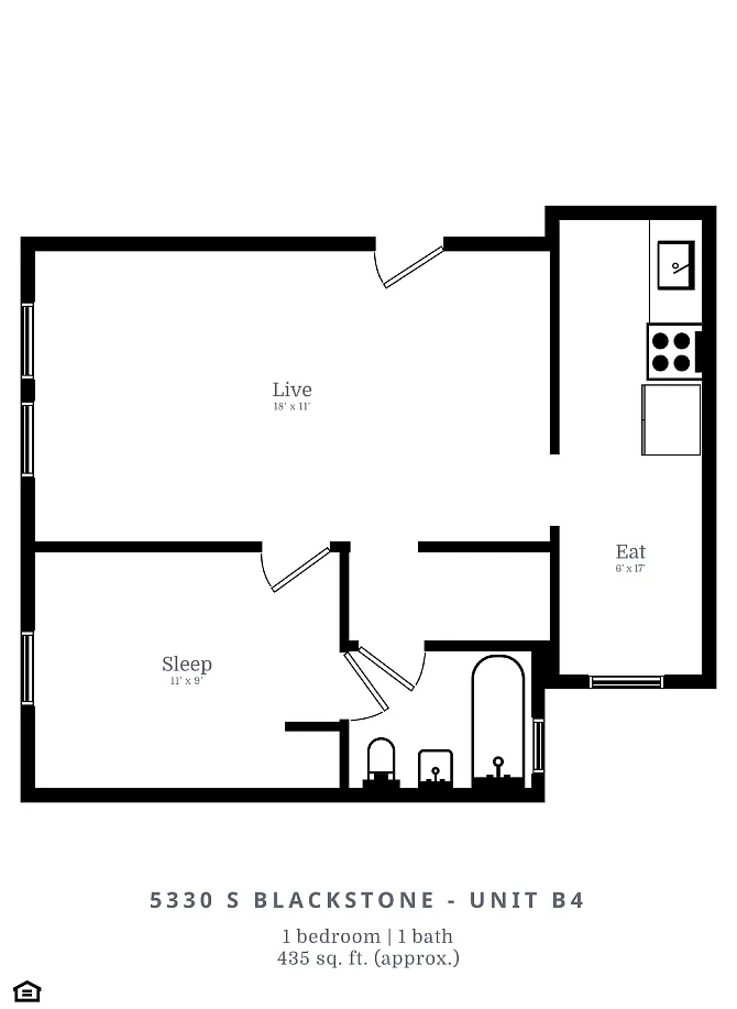 Floor plan 1 Bed | 1 Bath (B4)