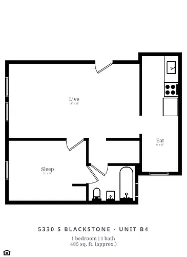 Floor plan 1 Bed | 1 Bath (B4)